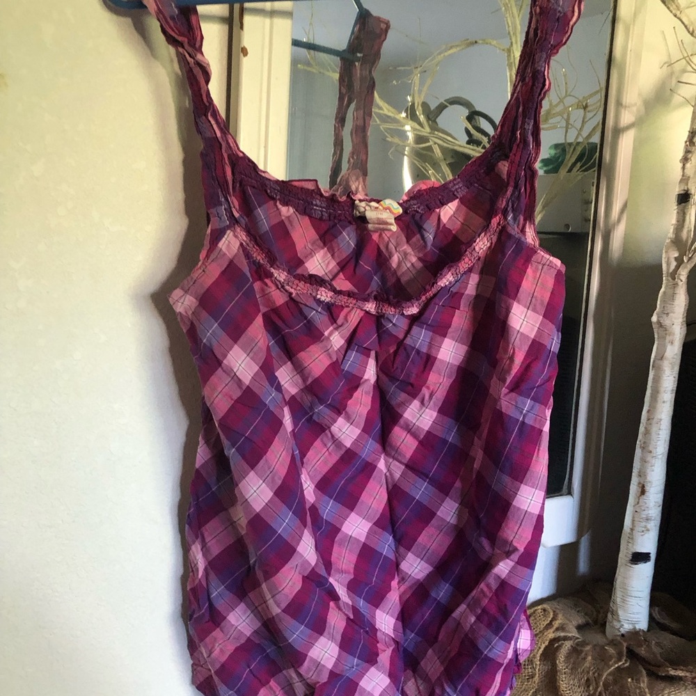 OP Pink and Purple Plaid Camisole